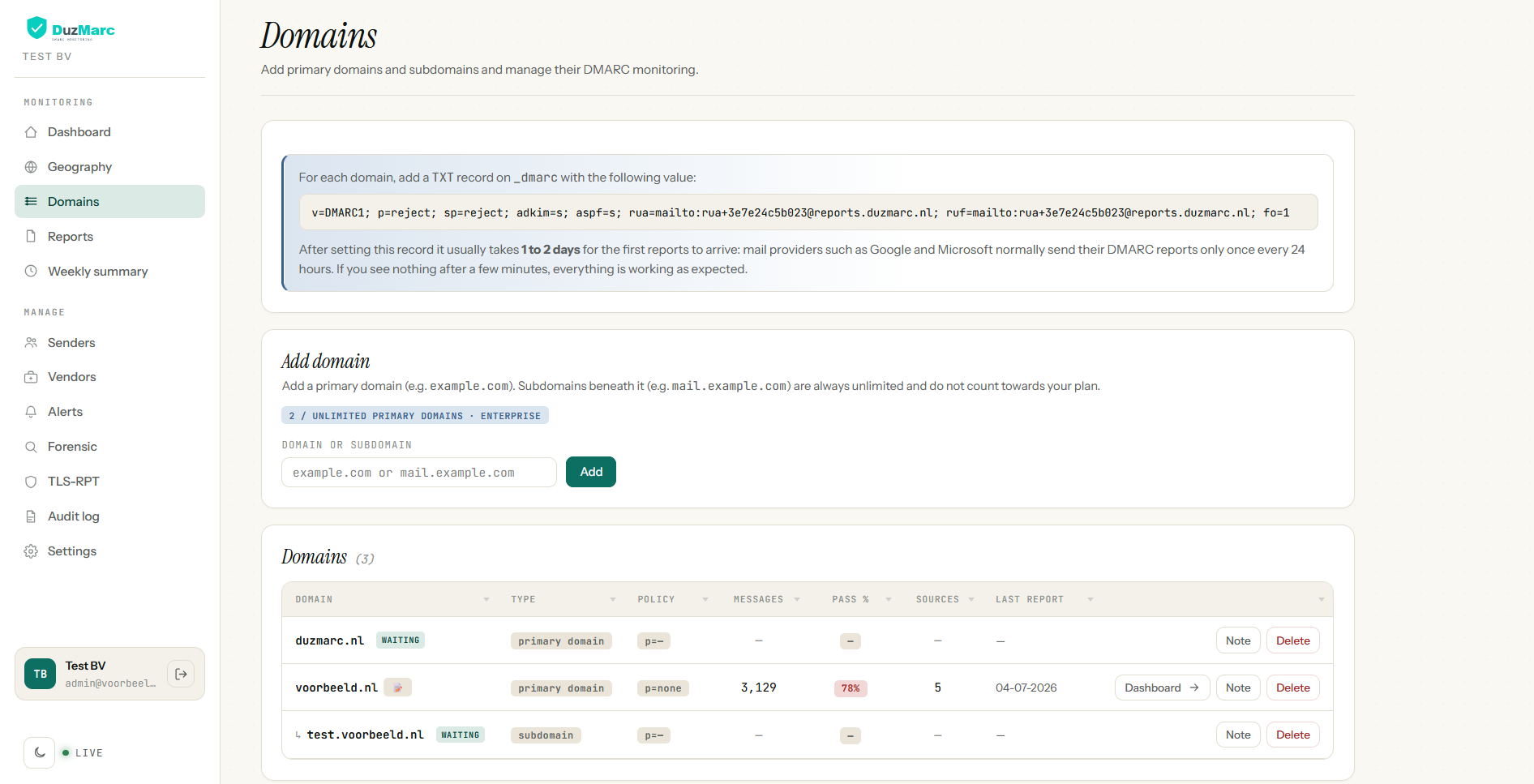 Domains & subdomains